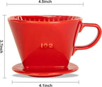 Pour Over Ceramic - Coffee Dripper Ceramic Coffee Maker with 3 Holes Flat Bottom, Porcelain Slow Filter Cone for Travel, Camping, Office, Home, Coffee Maker Brew