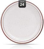 Stoneware Narrow Rim Commercial Grade Dinnerware Brown Speckle, Plate 9", Case of 24
