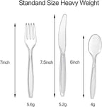 Cutlery Set Plastic Utensils Clear Forks Spoons Knives Disposable Silverware Heavyweight [300 Combo Box] (Formerly FULING)