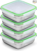 4 Pack Sandwich Containers, 40oz Stainless Steel Sandwich Box with Airtight Lids, Reusable Metal Meal Prep Lunch Boxes, BPA-Free, Dishwasher Safe, Large Capacity Food Storage Containers (Green)