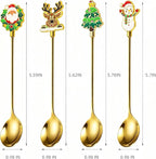 Christmas Teaspoon Gift Set of 4 | Premium 304 Stainless Steel Mirror Finish & Rust-Resistant | Small Spoon for Tea, Dessert & Coffee | Dishwasher Safe Hostess & Holiday Gift | Christmas Table Decor