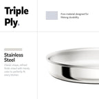 CAROTE 10 Inch Tri-Ply Stainless Steel Saute Pan, 4QT Nonstick Frying Pan with Detachable Handle, Non Toxic Stainless Steel Cooking Pan, Induction Kitchen Cookware with Lid, Oven Safe to 600°F