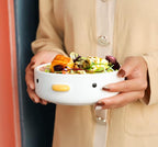 PURROOM Funny Cute Duck 6'' Salad Bowl, Handmade Glaze Chick Safety Ceramics Flat Bottomed Bowl, Home Family, Friend.