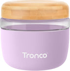 Tronco 24 oz Glass Container with Bamboo Lids, Food Storage Bowls for Soup, Stew & Overnight Oats, Meal Prep, Glass Lunch Bowl Container 100% Leak & Spill Proof, Airtight, BPA-Free- Ideal Gifts
