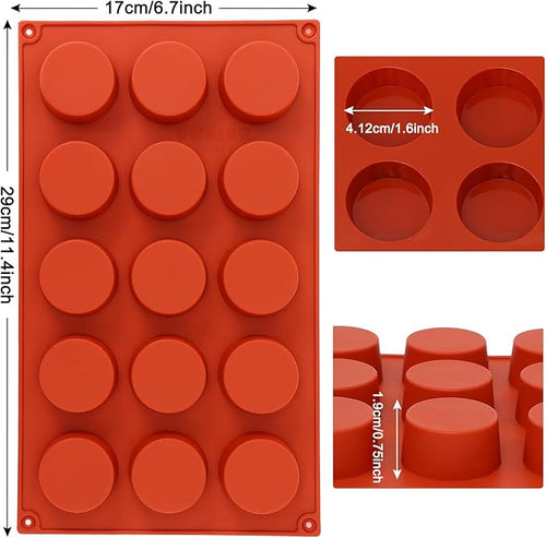 2PACK Silicone Cylinder Molds,15-Cavity Round Candy Chocolate Mold, Handmade Soap Silicone Mould, for Mini Muffin, cake,Jelly, Dessert, Ice Cube