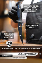Dalstrong Curved Boning Knife-6”-Night Shark Series-7CR17MOV High Carbon Steel - Titanium Coated Blade Fillet Knife for Meat for Outdoors & Fishing-Polypropylene Handle-w/Sheath-NSF Certified