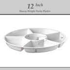 Plasticpro 6 Sectional Round Plastic Serving Tray/Platter (2, White)