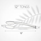 [Clear Tongs 12'' Inches] Plasticpro 12'' Serving Tongs Heavy Duty Reusable Kitchen and BBQ Clear Serving Tongs for party's, Caterings, Events, Buffet, Weddings, And every Day use Pack of 12