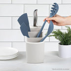 Angled Utensil Holder for Countertop | Space-Saving Kitchen Organizer for Large & Small Utensils with Knife Holder | Cooking Utensil Caddy with Spoon Rest | Kitchen Essentials Under Cabinet Organizer