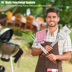 31pcs BBQ Grill Accessories Set for Men Dad, Heavy Duty Grilling Tools Gifts for Christmas, Stainless Steel BBQ Utensils Kit with Mats, Grill Brush in Carrying Bag Brown