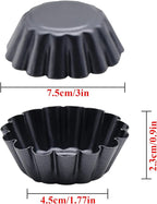 12 Packs Egg Tart Mold, Bigger Size 3 x 0.9inch, Non-Stick Pan Carbon Steel Cake Molds, Mini Pie Mould, Muffin Cupcake Pudding Baking Cup Maker - for Pies, Chinese Egg Tart, Cakes