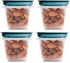 Container 0.5-Cup Flex & Seal Leak Proof Lids Food Storage Set, Teal, Clear Meal Prep Flex Containers, 4 Piece Bundle Set