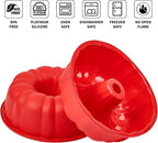 10 Inch Silicone Fluted Tube Cake Pan, 2 Pack Non Stick Silicone Baking Molds for Cake, Bread, Brownie, Jello
