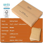 16x24 Inch - 2000 Sheets Commercial Baking Parchment Paper Industrial Grade, Bulk Food-Safe Oven Paper for Bakeries, Restaurants, Food Processing (Brown 15.8"×23.6"(40×60cm) 2000 sheets)