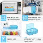 LOVINA Bento Boxes for Adults - 1100 ML Bento Lunch Box Container For Kids With Spoon & Fork - Durable Perfect Size for On-the-Go Meal, BPA-Free and Food-Safe Materials(Blue)