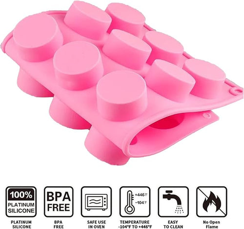 2pcs Round Silicone Molds 15 Cavity Cylinder Silicone Soap Mold for Handmade Soap, Lotion Bars, Bath Bombs, Shower Steamer,Shower Tablets,Beeswax,Candles