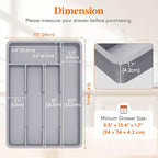 Lifewit Silverware Tray, Deep Wide Cutlery Drawer Organizer Storage for Kitchen, Plastic Flatware Utensil Holder Divider for Spoons Forks Knives Tableware, 5 Compartment, Gray