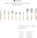 KEAWELL Pearl Edge 4-Piece Premium Spoon Set, 18/10 Stainless Steel, Fine Silverware Spoons with Refined Bead Design, Brightly Polished, Dishwasher Safe (Gold Accent, 6.3" Condiment Spoons)