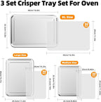 3 Set Air Fryer Basket, Air Fryer Pans and Tray for Oven with 90 PCS Parchment Papers, DEGOVIN Non-stick Stainless Steel Oven Air Fryer Basket and Tray-18.8" x 12.8" &15.7" x 11.6" & 12.8" x 8.9"