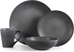 Stone Lain Grao Stoneware 16-Piece Dinnerware Set, Grey