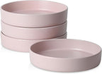 Stone Lain Albie Stoneware Bowl Set, 4-Piece Pasta Bowls for Kitchen, Ceramic Serving for Noodles, Fruit, Cereal, Dinner - Microwave & Dishwasher Safe, Pink