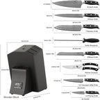 Damascus Kitchen Knife Set with Block – Razor Sharp 67-Layer VG10 Steel, Triple Rivet Handles, Chef, Santoku, Utility, Bread & Paring Knives, Sharpener, Shears, Black, 9PCS