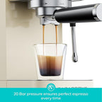 CASABREWS 3700 Essential Espresso Machine 20 Bar, Stainless Steel Coffee Maker with Steam Milk Frother, Espresso Coffee Machine Cappuccino Latte Machine with 43.9oz Removable Water Tank, Creamy