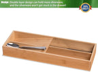 Bamboo Silverware Drawer Organizer, Kitchen Small Silverware Organizer, Utensil Tray Holder, Cutlery Tray for Spoons, Forks, Knives, Suitable for a family of 2-4