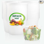 Deli Food Containers with Lids 16 oz-50 Pack Meal Prep Containers Food Storage Containers with Lids Stackable, Leakproof, BPA Free, Microwave Dishwasher Freezer Safe for Takeout Meal