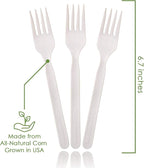 100% Compostable Forks - 140 Large Disposable Utensils (7 in.) Eco Friendly Durable and Heat Resistant Alternative to Plastic Forks with Convenient Tray by Ecovita