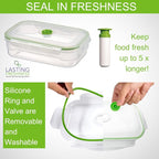Lasting Freshness BPA-Free Plastic Vacuum Seal Containers with Hand Pump – Airtight Food Storage, Meal Prep & Pantry Organization, Preserves Freshness 5X Longer, 11-Piece Set