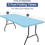 homing Rectangle Table Cloth Cover, Waterproof Polyester Elastic Fitted Tablecloth, Fits for 5 Foot Folding Tables, Washable Table Protector for Picnic, Camping, Outdoor (Light Blue, 30" x 60")