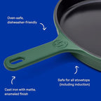 Great Jones King Sear Cast-Iron Skillet (Broccoli, 12") | Enameled for Easy Cleaning | Safe for All Stovetops & Ovens | Perfect for Crispy Chicken, Steak & More | Oven-Safe to 500°F | Hand Wash Only