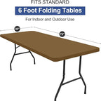 homing Rectangle Table Cloth Cover, Waterproof Polyester Elastic Fitted Tablecloth, Fits for 6 Foot Folding Tables, Washable Table Protector for Picnic, Camping, Outdoor (Brown, 30" x 72")