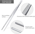 12 Inch Kitchen Tweezers Fine Tweezer Tongs, MSY BIGSUNNY Stainless Steel Food Tweezers Multi-function Precision Serrated Tips Cooking Tongs Kitchen Serving Tong
