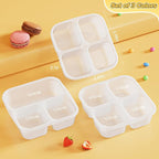 6 Pcs Snack Box Container Set, Reusable 3&4 Compartment Meal Prep Snack Containers for Adults Kids Toddler, BPA-Free Divided Lunchable Container for School, Work and Travel (All Transparent)