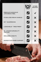 Dalstrong Crixus Chef Knife - 8 inch - Scorpion Series - Exclusive Japanese V12 Ultra™ Steel - Black Damascus - Black & Red Honeycomb Resin Handle - Versatile Chopping Kitchen Knife Leather Sheath