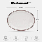 Stoneware Narrow Rim Brown Speckle, Oval Platter 13.5" x 10.5", Case of 12