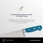 DURA LIVING Premium 4-Piece Steak Knife Set – Sharp Serrated Blades, Forged High Carbon Stainless Steel, Full Tang, Ergonomic Handle, Royal Blue – Ideal for Dining & Entertaining