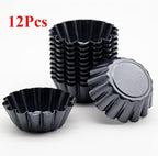 12 Packs Egg Tart Mold, Size 2.6 x 0.9inch, Non-Stick Pan Carbon Steel Cake Molds, Mini Pie Mould, for Pies, Chinese Egg Tart, Cakes