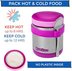 Yumbox Zuppa Leak-Proof Insulated Food Jar, 14 oz (1.75 cups), Triple Insulated Stainless Steel, Keeps Food Hot for 6 Hours, Cold for 12 Hours, Wide Mouth with Removable Utensil Band, Bijoux Purple