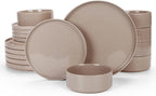 Famiware Nebula Plates and Bowls Sets, 18 Pieces Dinnerware Sets, Dishes Set for 6, Cinnamon Brown