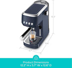 CASABREWS 3700 Essential Espresso Machine 20 Bar, Stainless steel Coffee Maker with Milk Frother, Espresso Coffee Machine for Cappuccino, Latte, 43.9oz Water Tank, Sapphire Blue