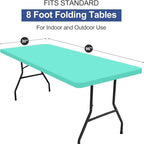 homing Rectangle Table Cloth Cover, Waterproof Polyester Elastic Fitted Tablecloth, Fits for 8 Foot Folding Tables, Washable Table Protector for Picnic, Camping, Outdoor (Aqua, 30" x 96")