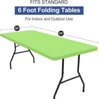homing Rectangle Table Cloth Cover, Waterproof Polyester Elastic Fitted Tablecloth, Fits for 6 Foot Folding Tables, Washable Table Protector for Picnic, Camping, Outdoor (Lime Green, 30" x 72")