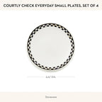 MACKENZIE-CHILDS Set of 4 Everyday Small Plates, Microwave-Safe and Dishwasher-Safe Stoneware Salad Plates, Black-and-White Courtly Check