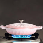 Enameled Cast Iron Braiser, 3.8 Quart Enamel Dutch Oven with Handles, Cast Iron Braiser Pan with Lid,Enameled Cookware (Pink)