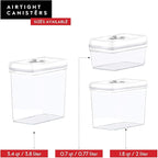 DWËLLZA KITCHEN Large Airtight Food Storage Containers - Clear Plastic Bulk Food Pantry & Kitchen Storage Containers for Flour, Sugar and Baking Supplies 4 Pcs. BPA-Free, Keeps Fresh & Dry (White)