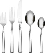 Oneida Silverware Set, Easton 5-Piece Fine Flatware Place Setting, Service For 1, Dishwasher Safe, 18/10 Stainless Steel, Knives Spoons And Forks, Home And Kitchen Utensils Set (Silver, 5 Piece)