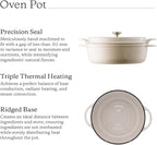 Vermicular Oven Pot | Non-Toxic Enameled Cast Iron Pot | 26cm Shallow (3.9 Qt) | Oven-safe | Induction-compatible | Dutch Oven | Made in Japan | Serves 3-4 | Natural Beige